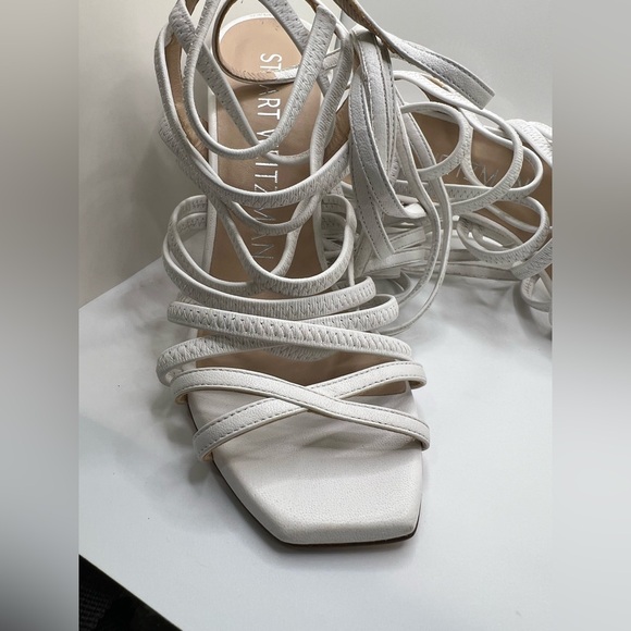 Stuart Weitzman Jaxie 100 Strappy High Heel Sandals White Size 6 - Picture 15 of 17